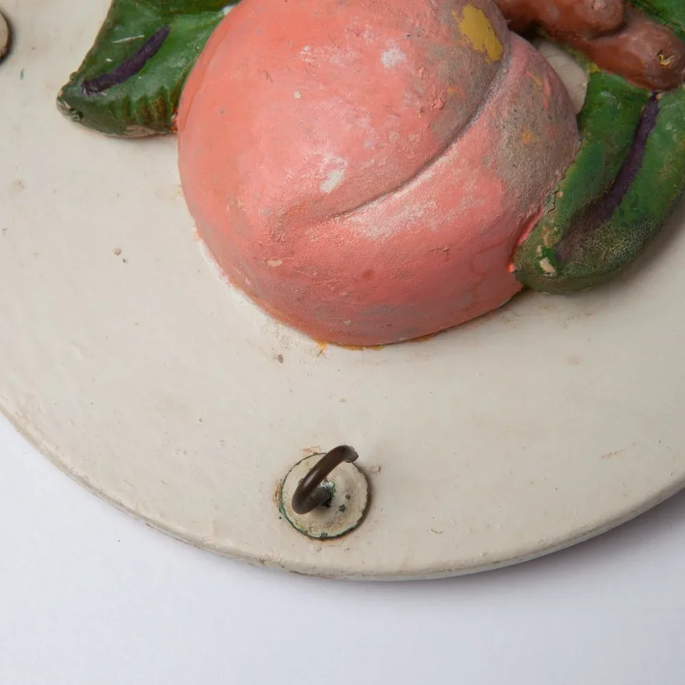 Vintage Country Peach Fruit Decorative Key Hook Holder Plaque Farmhouse Cottage
